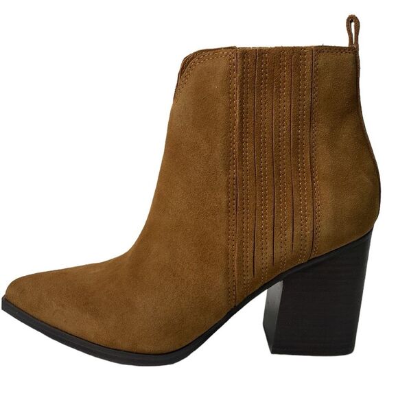 Marc Fisher Maree Western Pointed Toe Suede Bootie Pull-On High Block Heel - Picture 2 of 14